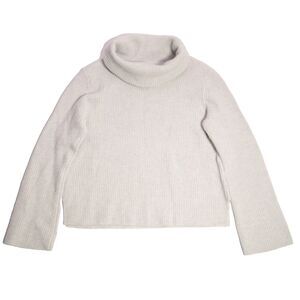 H by Halston Merino Wool Mock Turtleneck Layering Sweater Taupe Knit Small  Gray